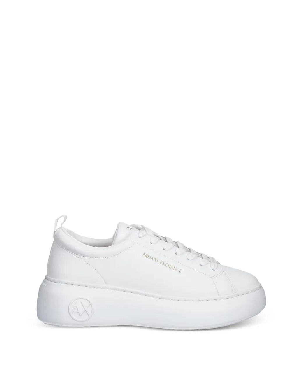 ARMANI EXCHANGE White Logo-Embossed Platform Sneakers