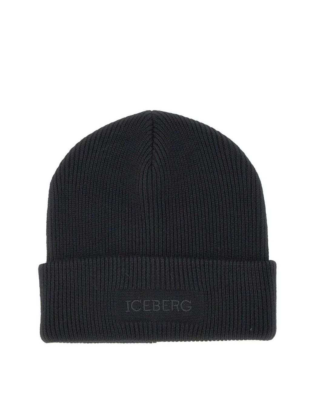 Iceberg Blue Logo-Embroidered Ribbed-Knit Beanie Hat for men