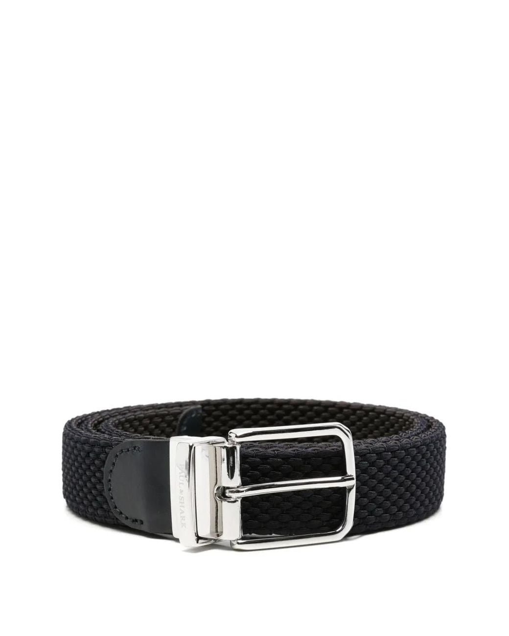Paul & Shark Black Braided Leather-Trim Belt for men