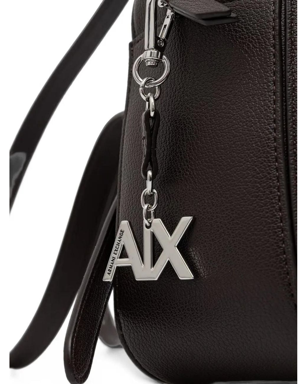 ARMANI EXCHANGE Black Logo-Print Pebble-Textured Backpack