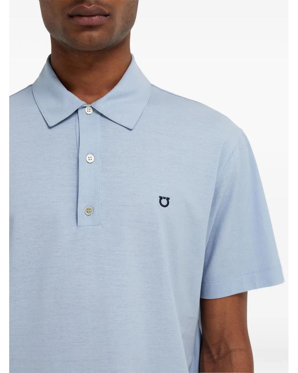Ferragamo Blue Short Sleeve Jersey Polo for men