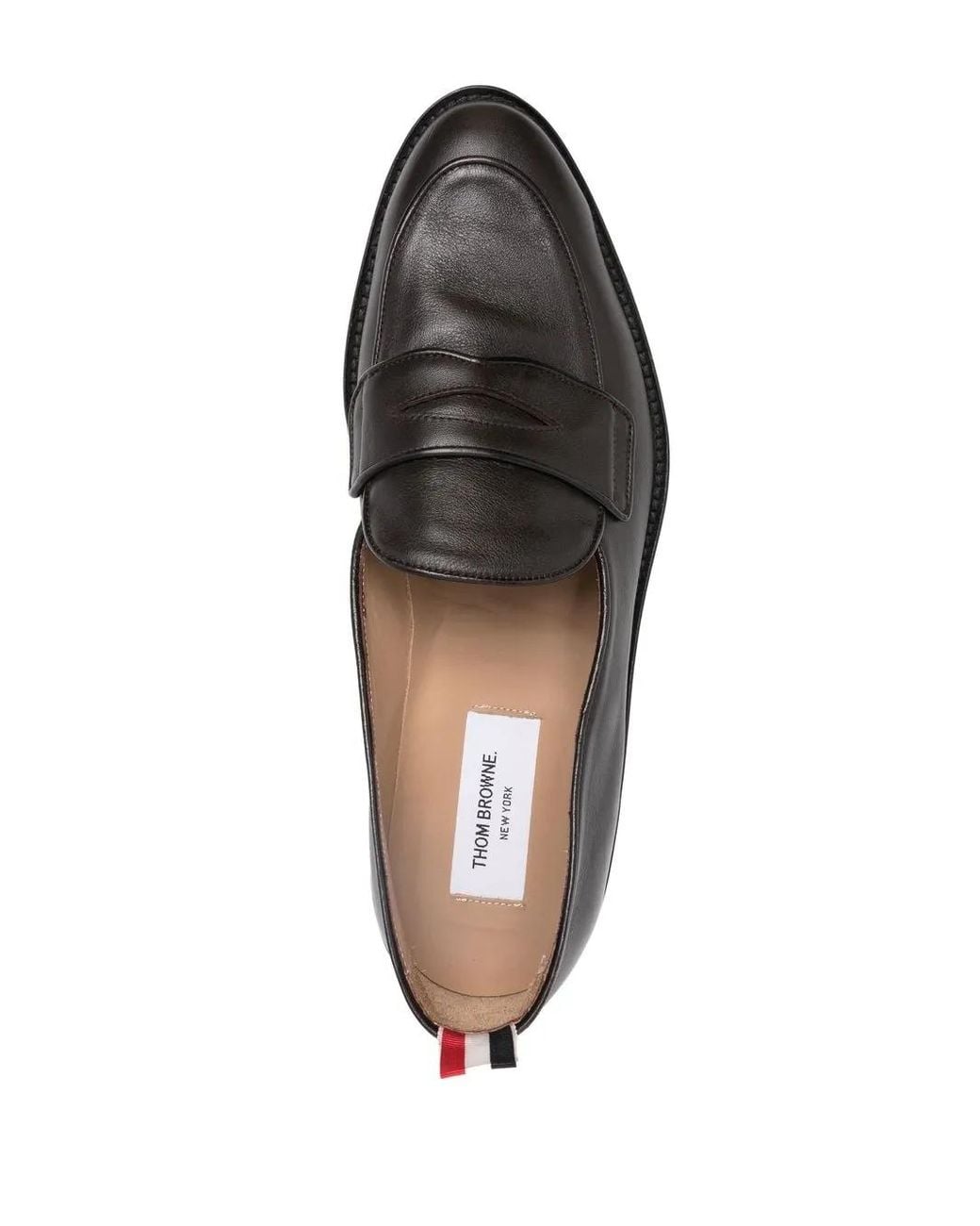 Thom Browne Gray Vitello Leather Varsity Penny Loafers With Leather Soles for men