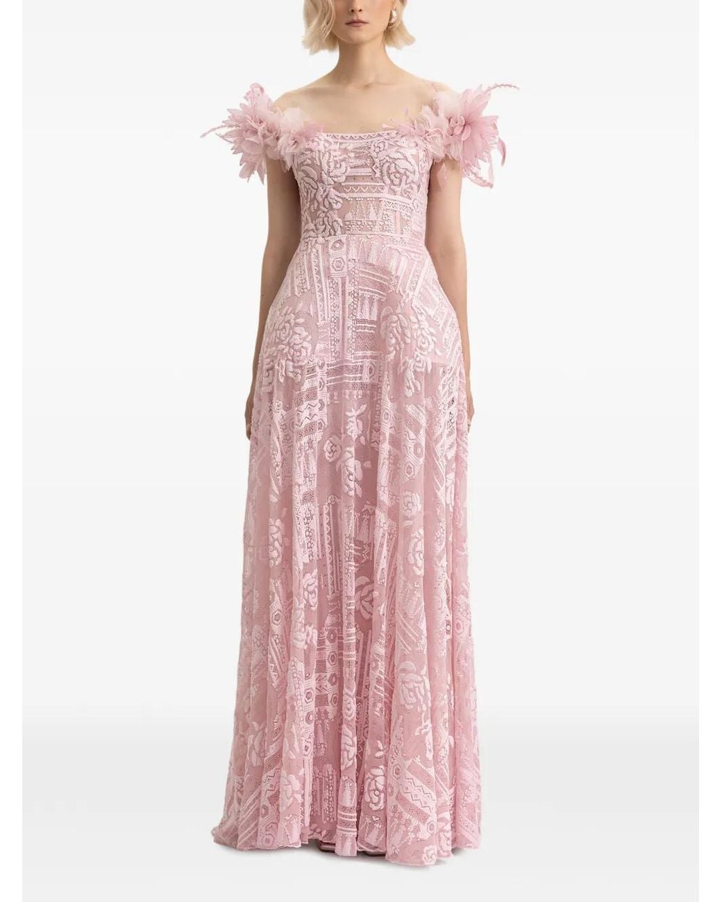 Gemy Maalouf Pink Structured Underskirt Gown