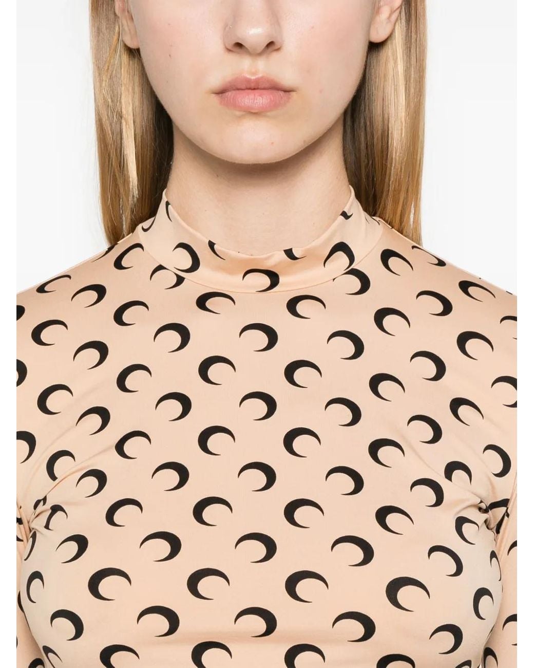 MARINE SERRE Natural Recycled Polyamide Moon Print Top