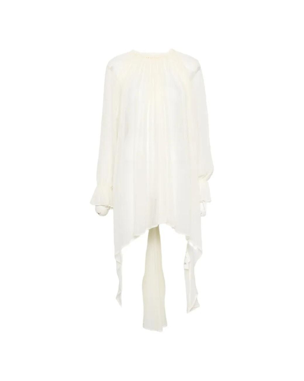 ELEH White Ruffled-Cuff Asymmetric Dress