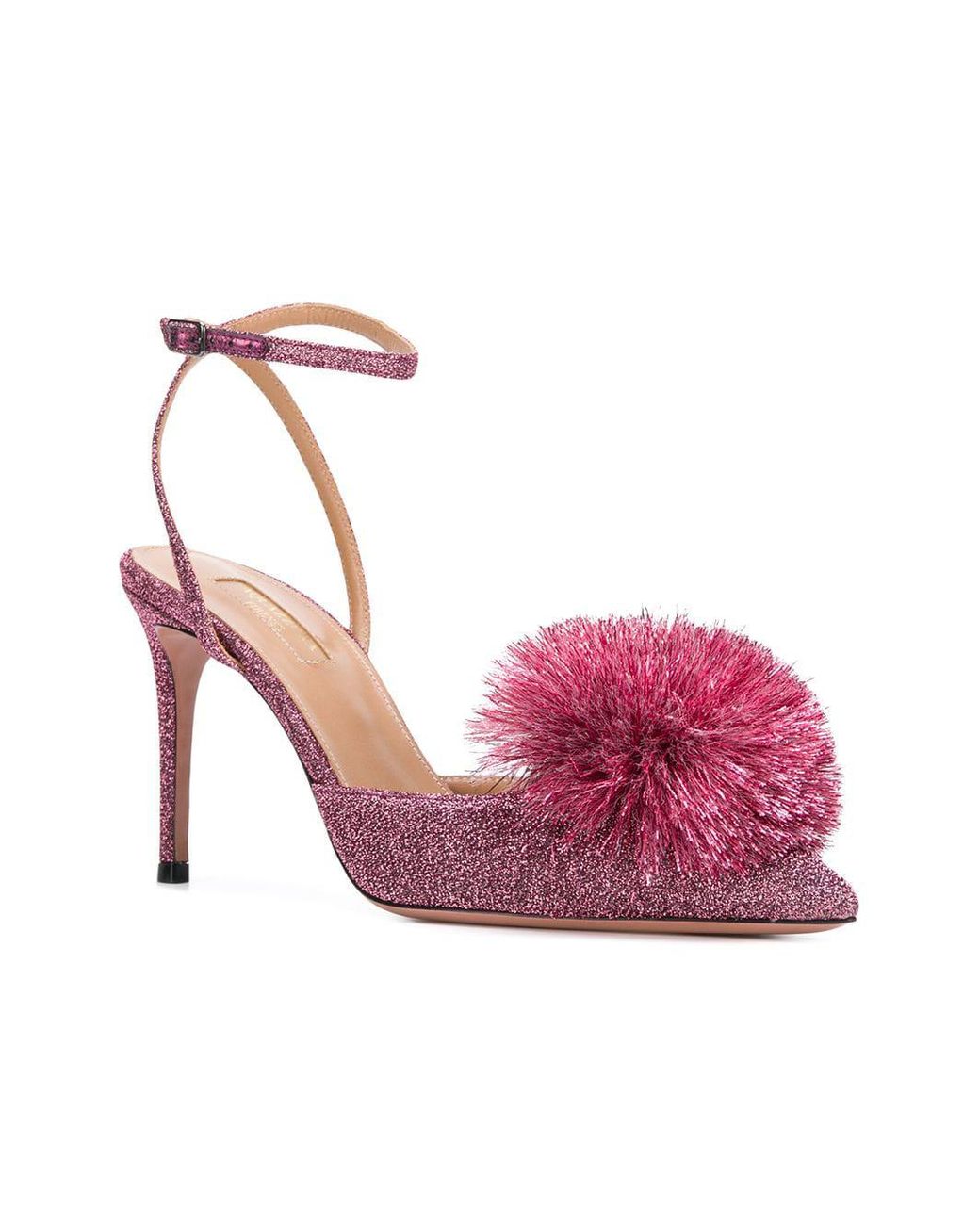 Aquazzura Pointed Pompom Sandals in Pink | Lyst