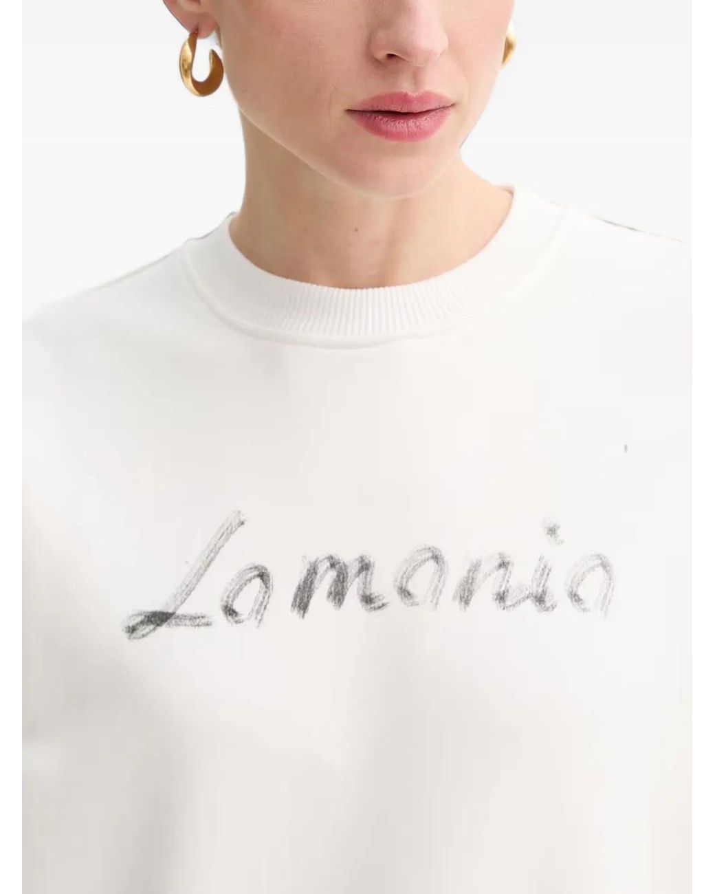 La Mania White Fiora Logo-Print Sweatshirt