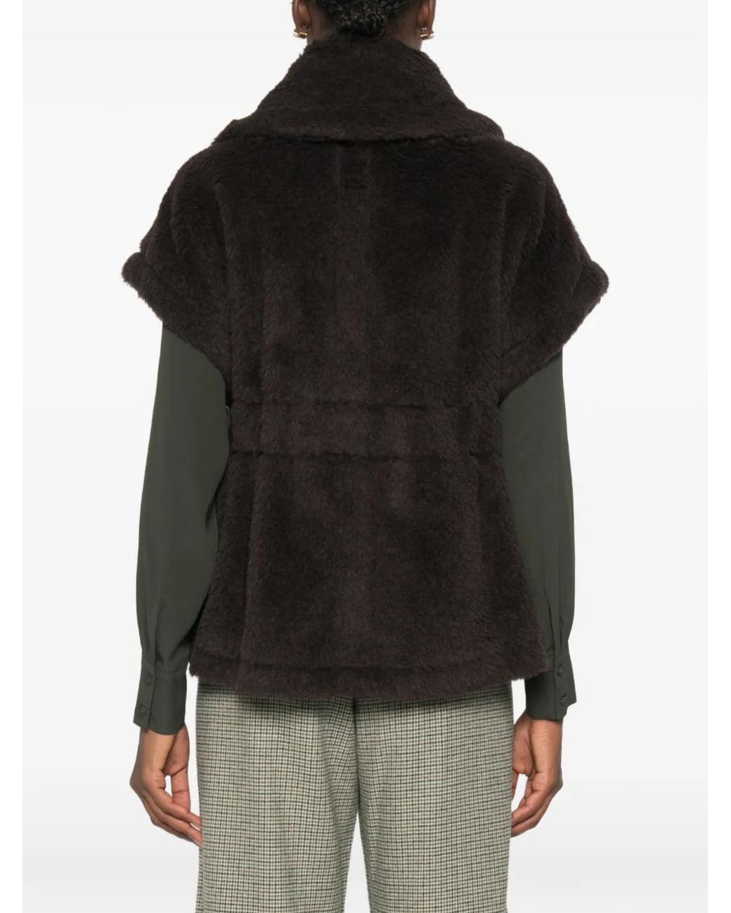 Max Mara Black Belted Faux-Fur Gilet