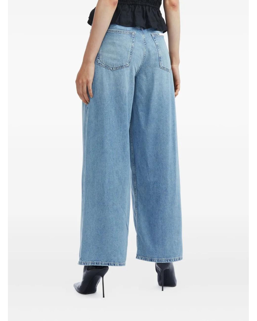 Rag & Bone Blue Five-Pocket Wide-Leg Jeans