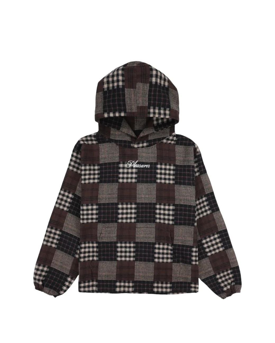 Pleasures Black Madras Patchwork Check-Print Hoodie for men