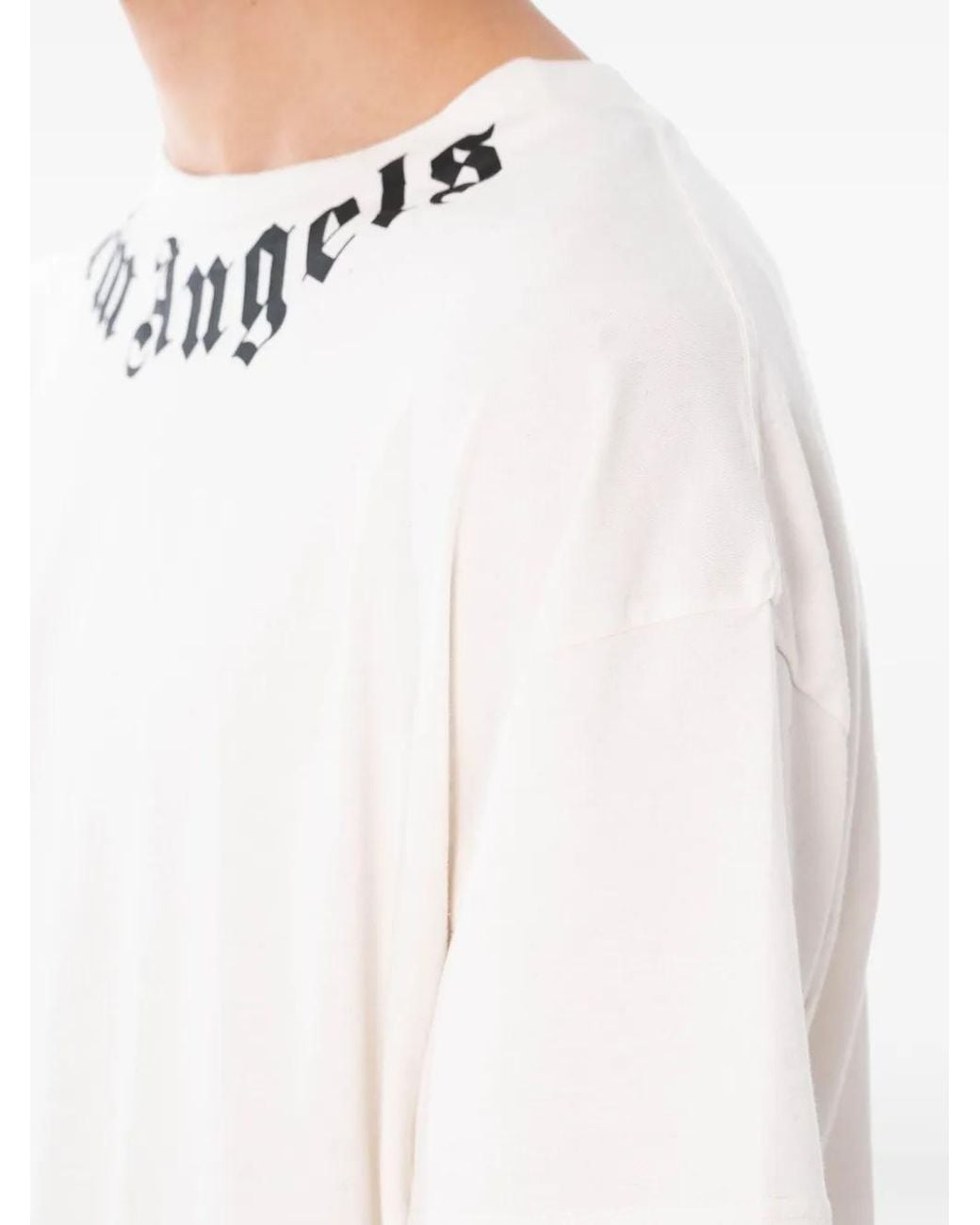 Palm Angels White Logo-Print T-Shirt for men