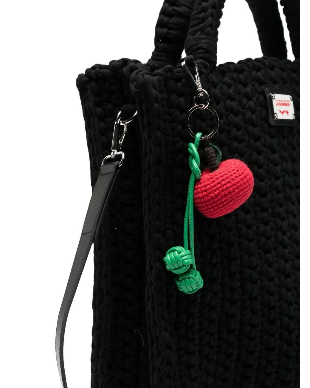 Charles Jeffrey Black Large Apple-Charm Tote Bag