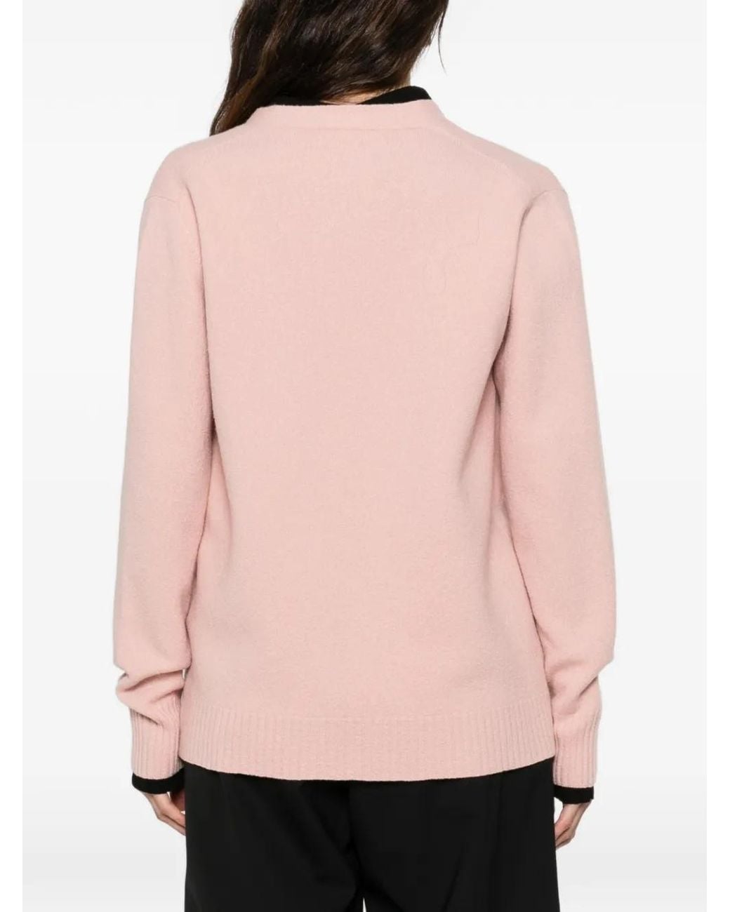 Jil Sander Pink Button Ribbed Hem Cardigan