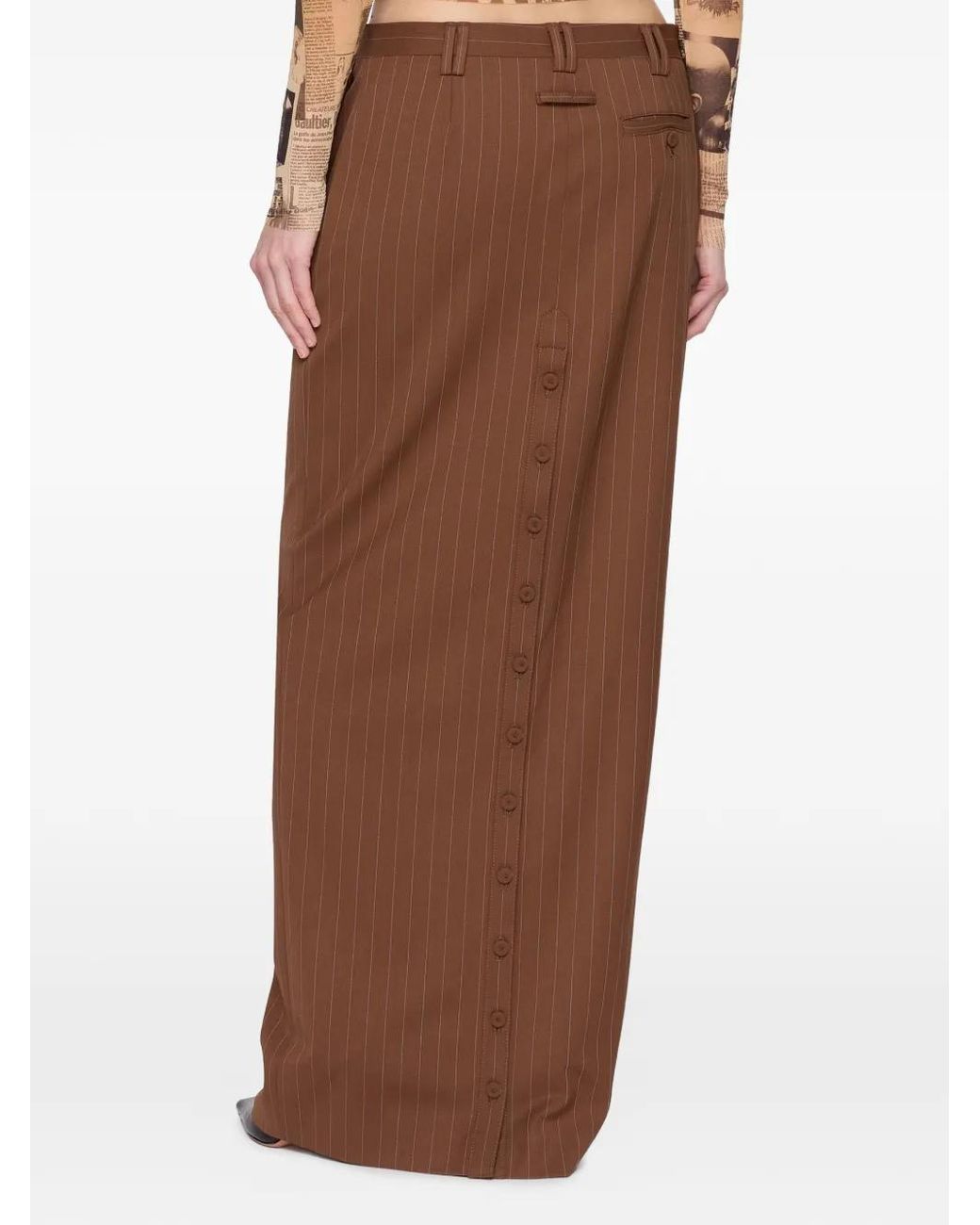 Jean Paul Gaultier Brown Jupe Longue À Rayures