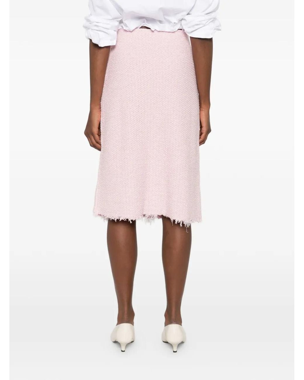 Jil Sander Pink A-Line Frayed Skirt