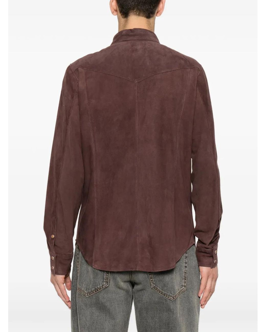 Eleventy Brown Suede Flap-Pocket Shirt for men