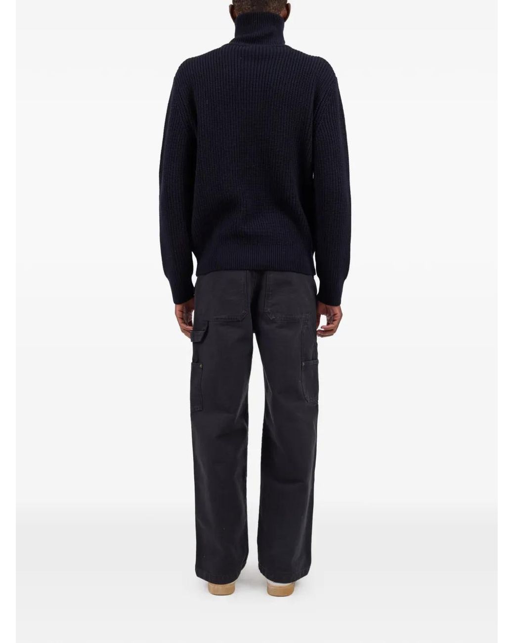 A.P.C. Blue Pull Côtelé À Col Zippé for men