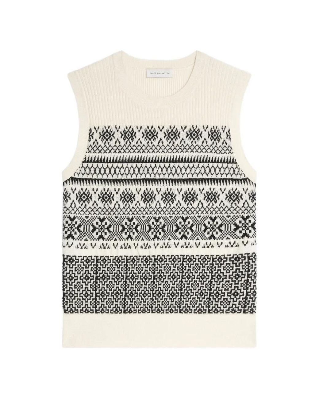 Dries Van Noten Gray Jacquard Wool Sweater for men