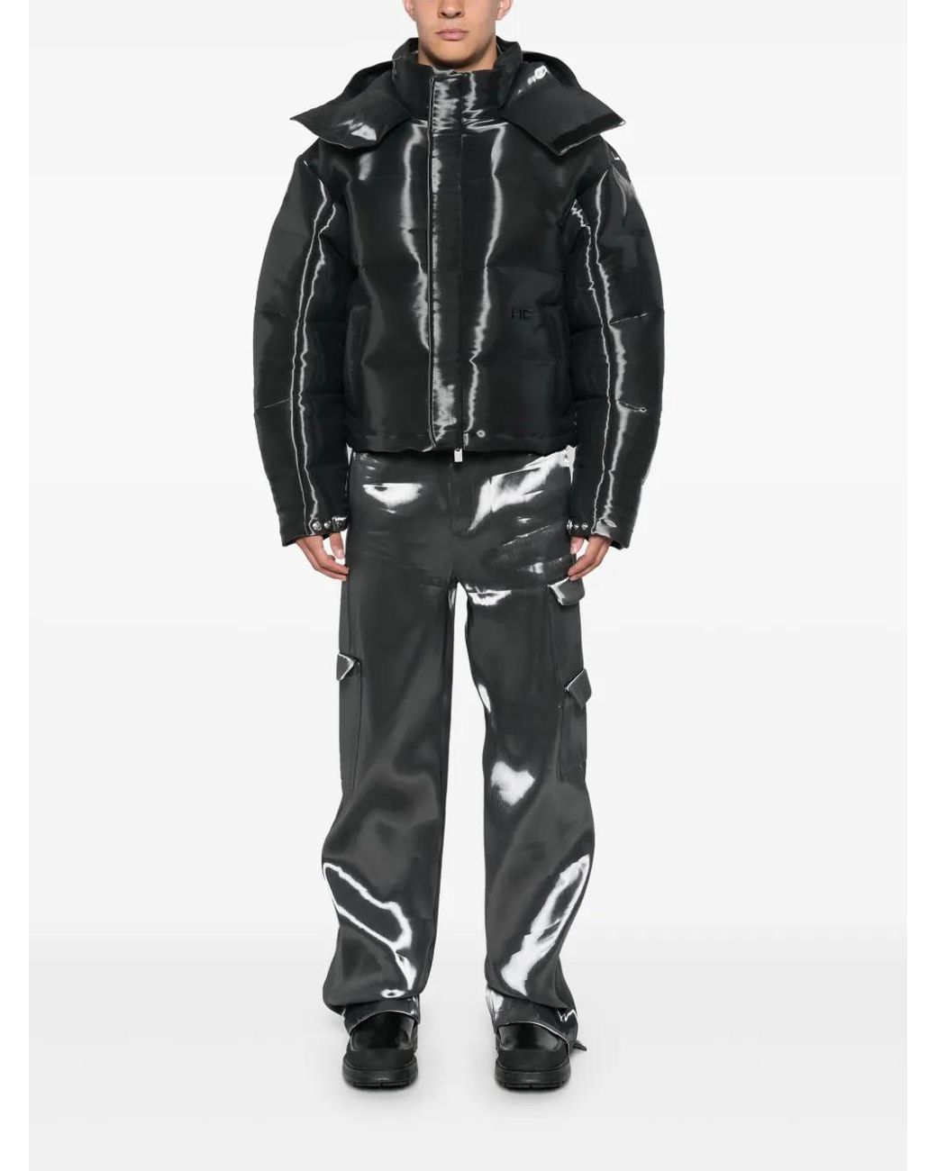 HELIOT EMIL Liquid-Metal Down Jacket in Black for Men | Lyst
