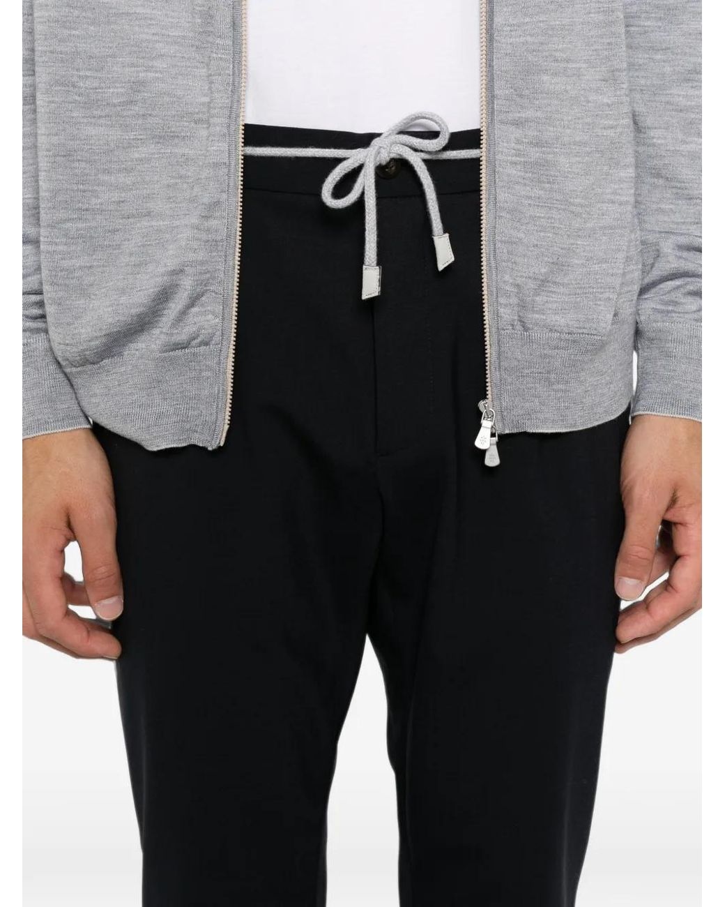 Eleventy Blue Drawstring-Waist Pleated Trousers for men