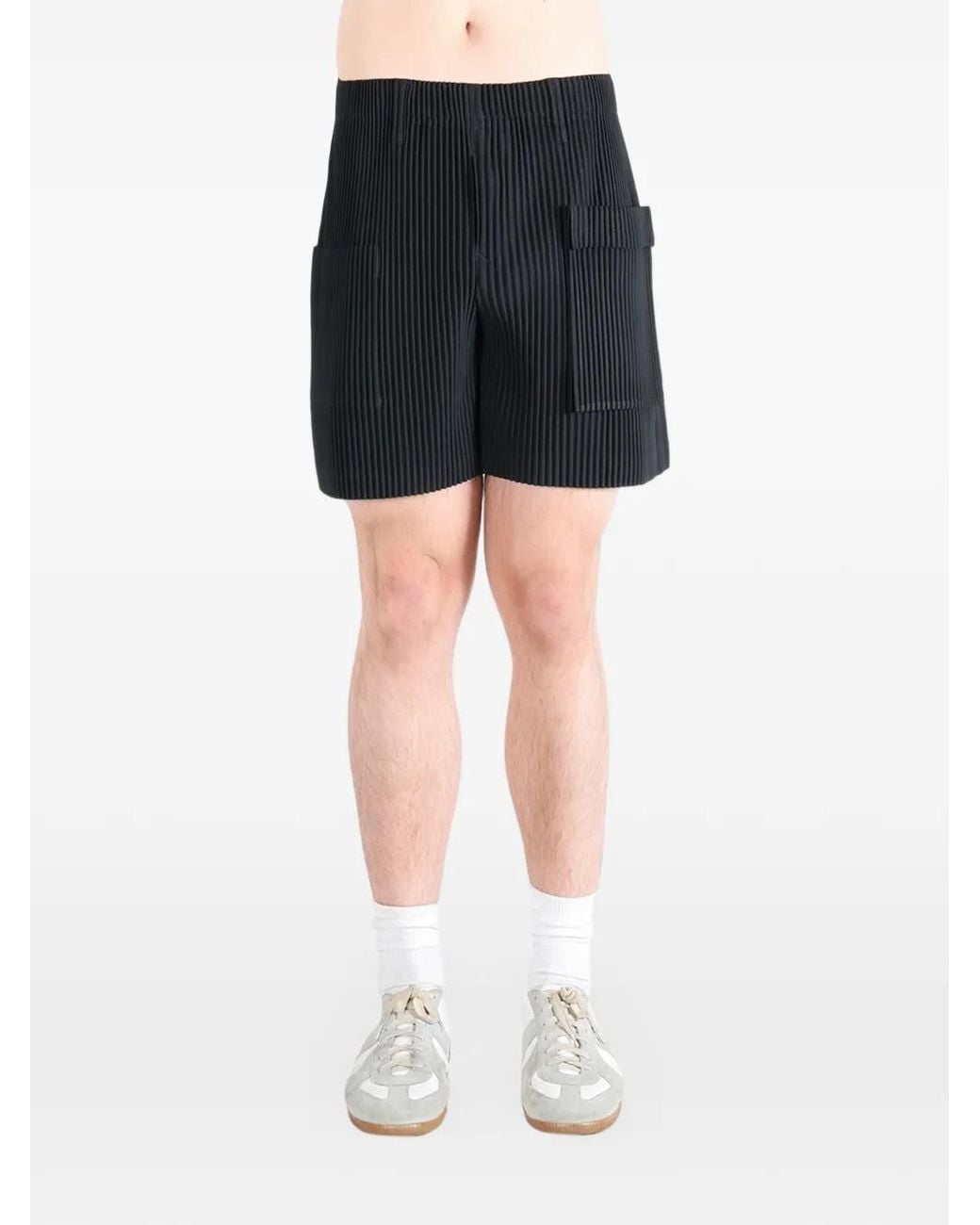 Homme Plissé Issey Miyake Black Bermuda À Design Plissé for men