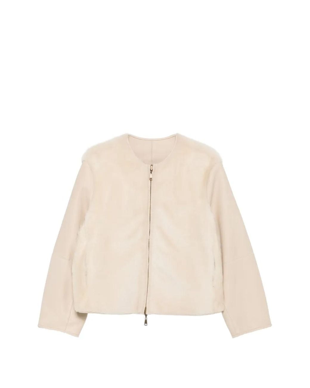Max Mara Natural Shearling Panel Jacket