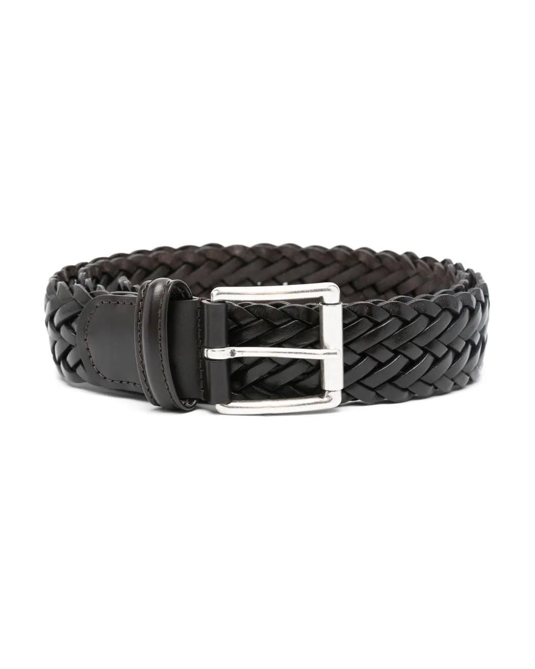 Andersons Black Interwoven Leather Belt for men