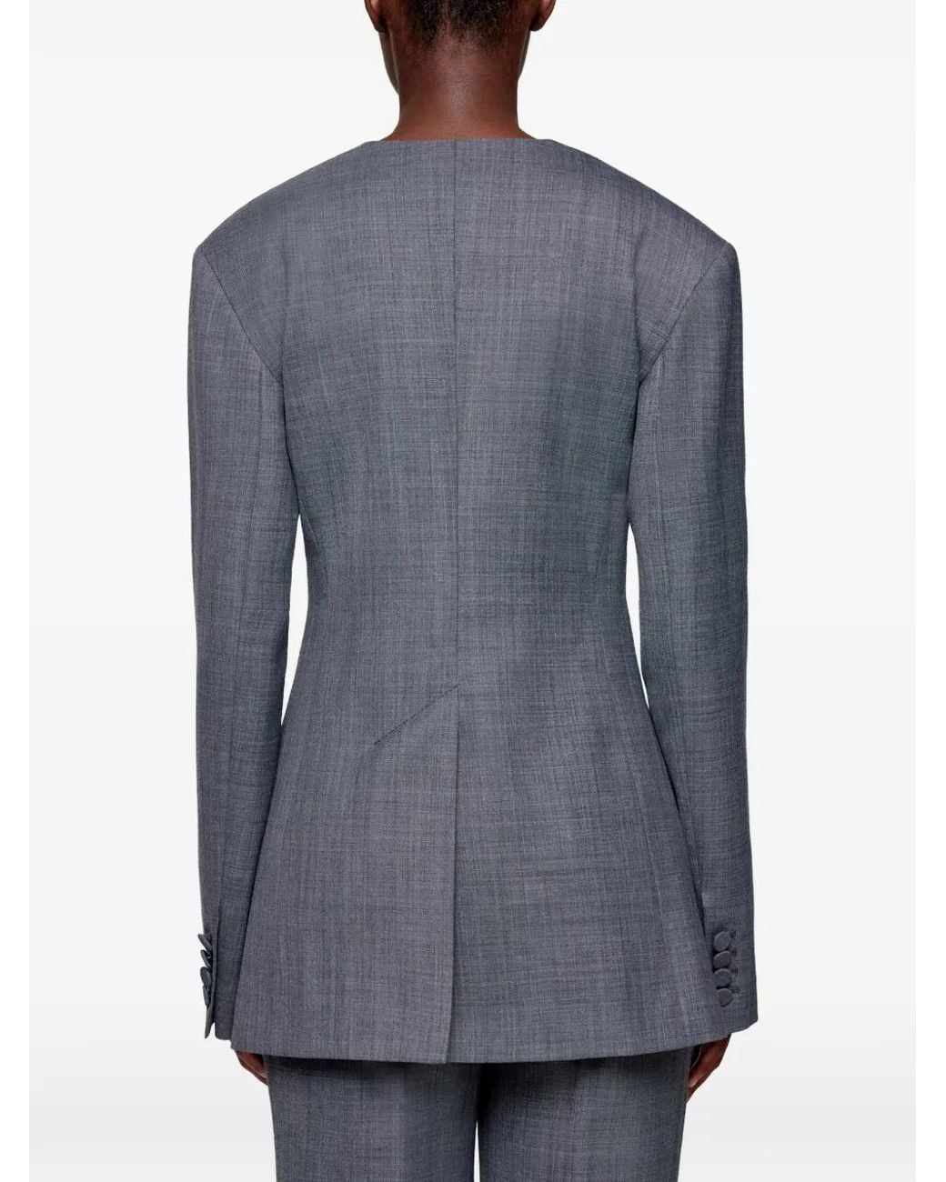 Ganni Blue Veste À Boutonnière