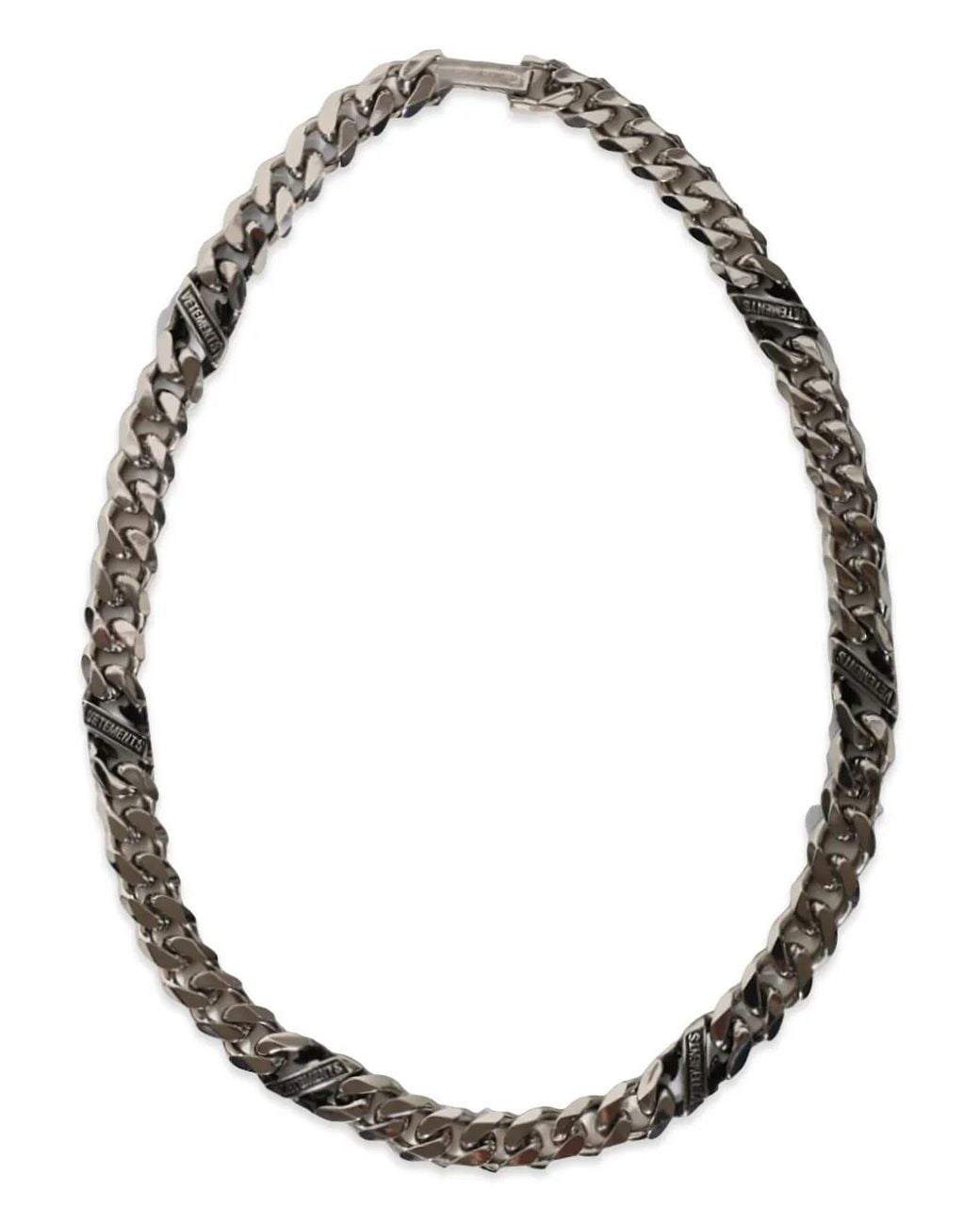 Vetements Metallic Collier En Chaîne Épaisse À Logo for men