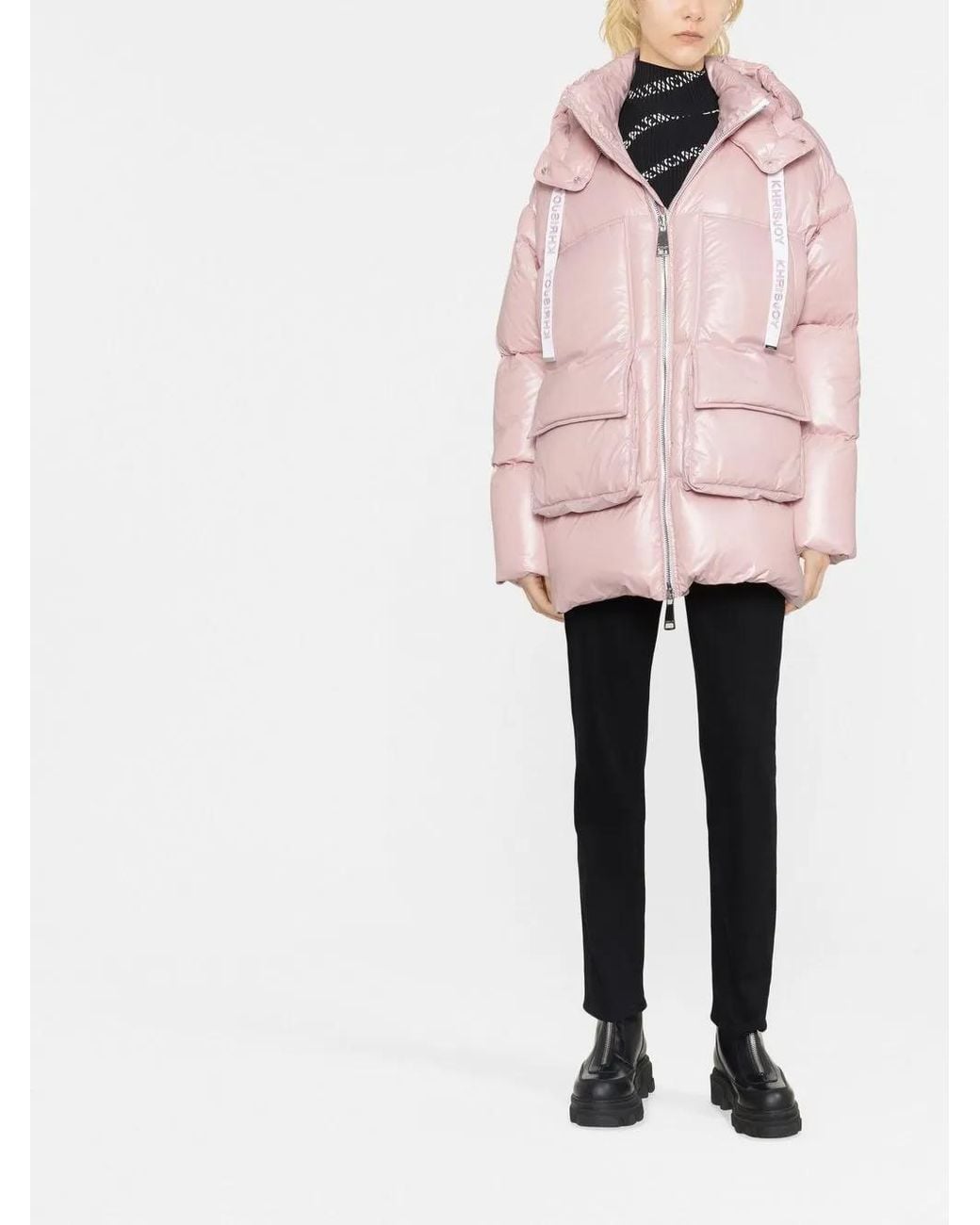 Khrisjoy Pink Logo Tape Padded Jacket - Women's - Polyester/polyamide/feather Down