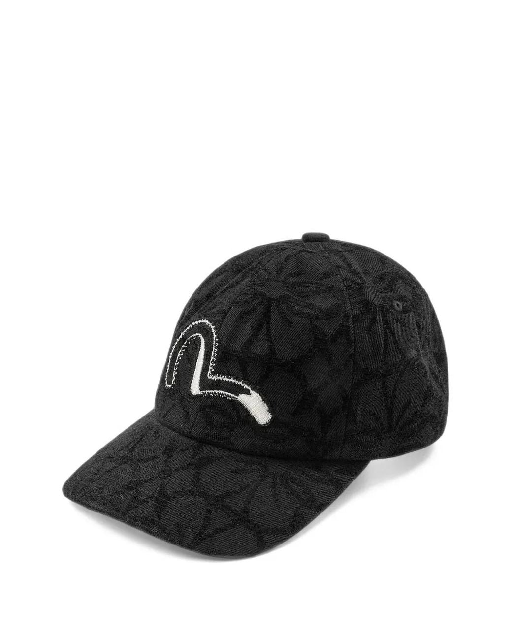 Evisu Black Kamon Logo-Embroidered Jacquard Baseball Cap