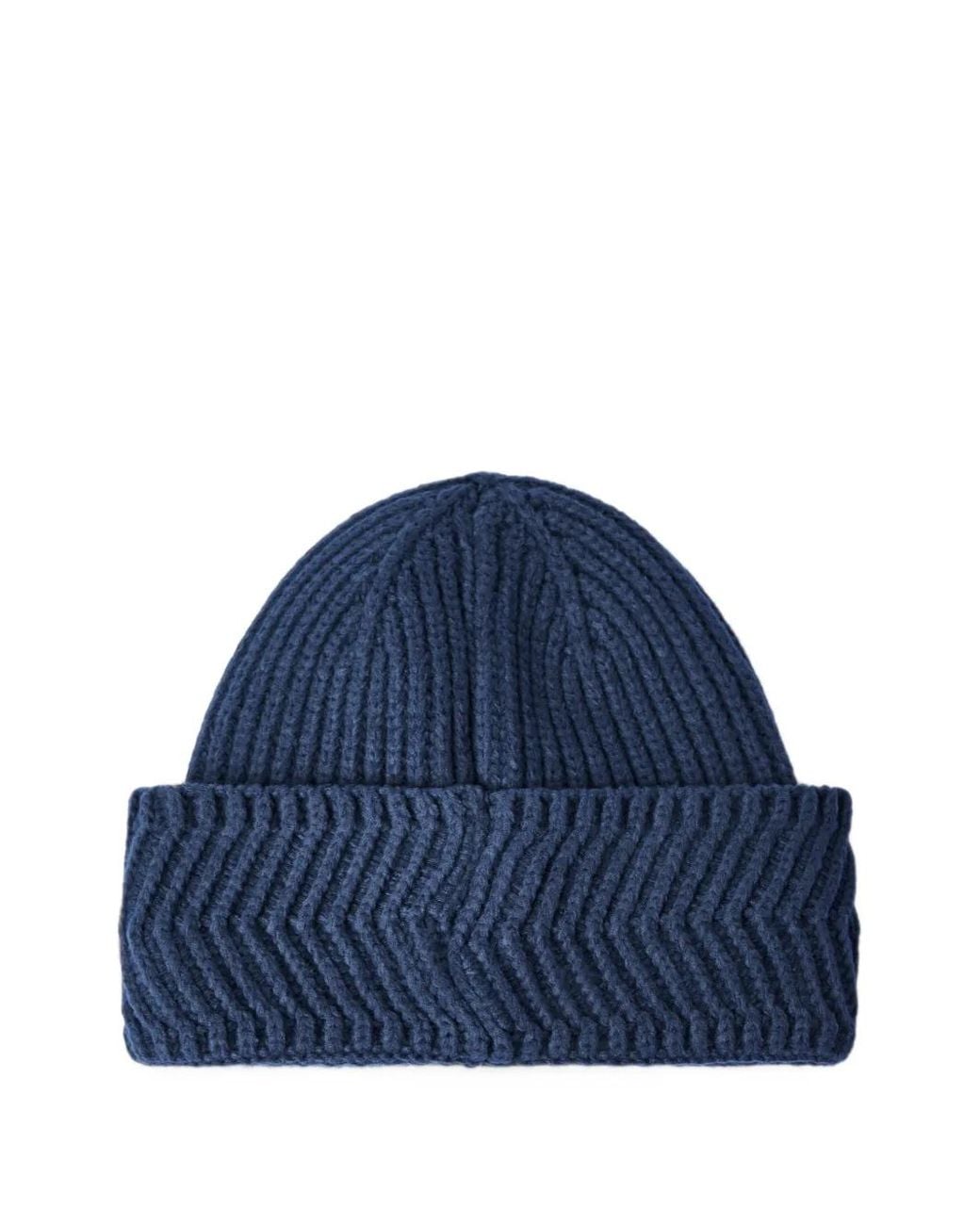 Roy Rogers Blue Logo-Patch Beanie Hat for men
