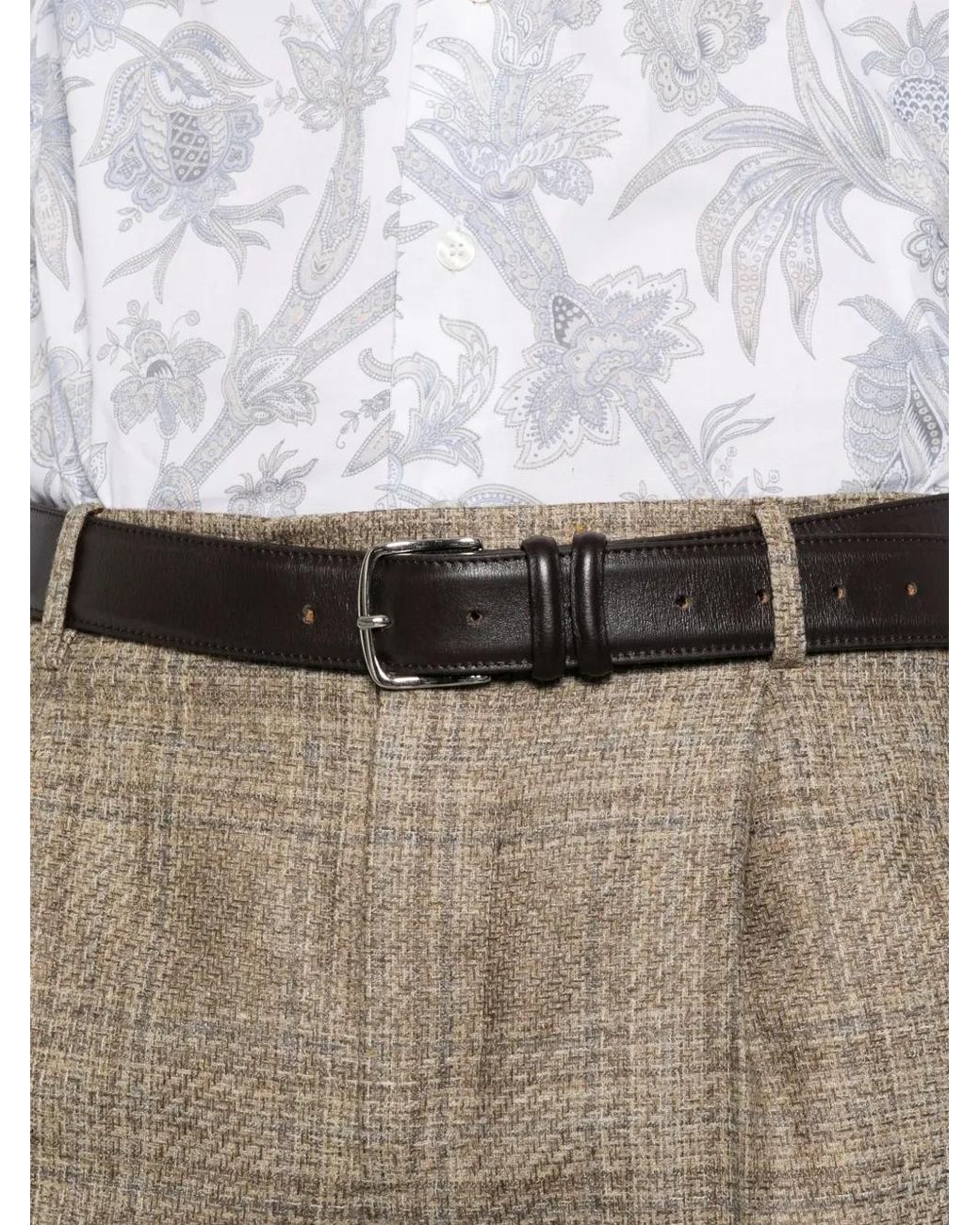 Etro Gray Checked Pleated Trousers for men