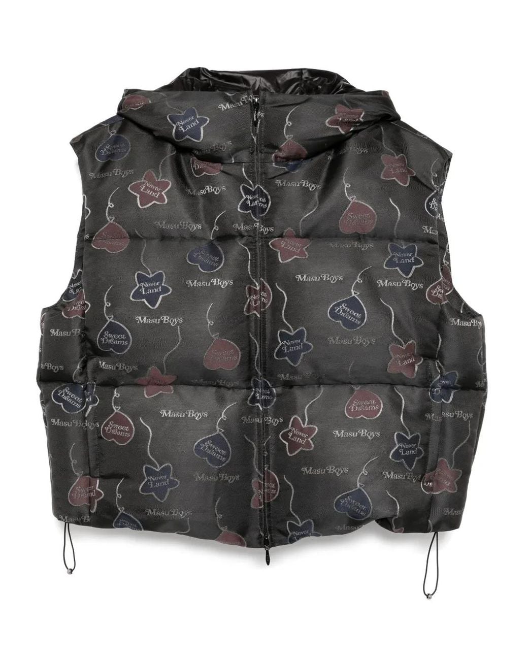 MASU Black Falling Balloon Down Vest Jacket for men