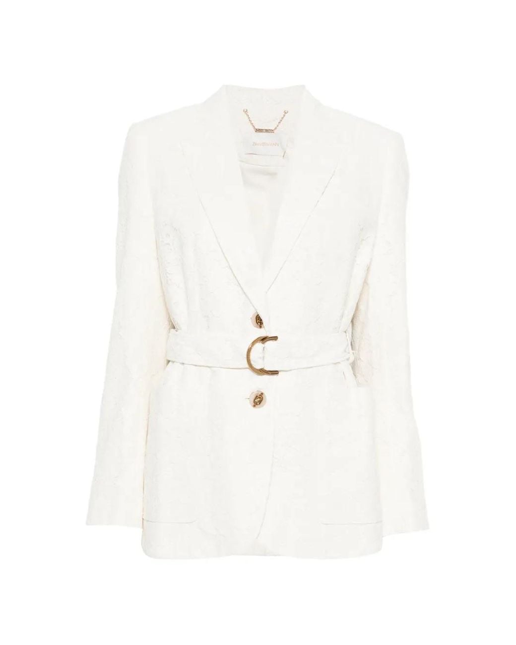 Zimmermann White Luna Lace Belted Blazer