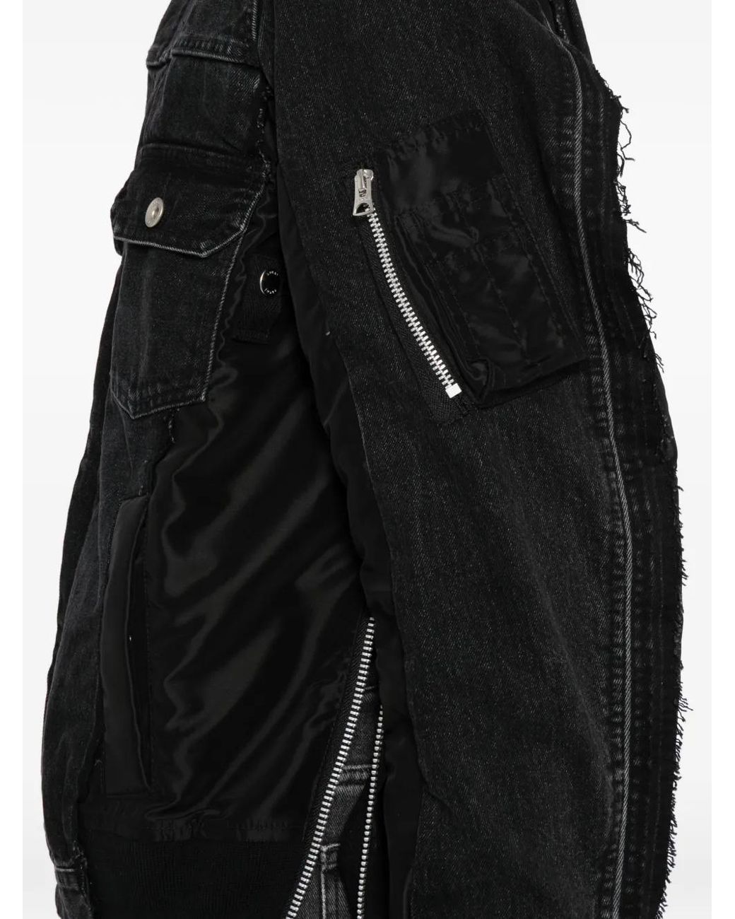 Sacai Black Denim Mixed Media Twill Jacket for men