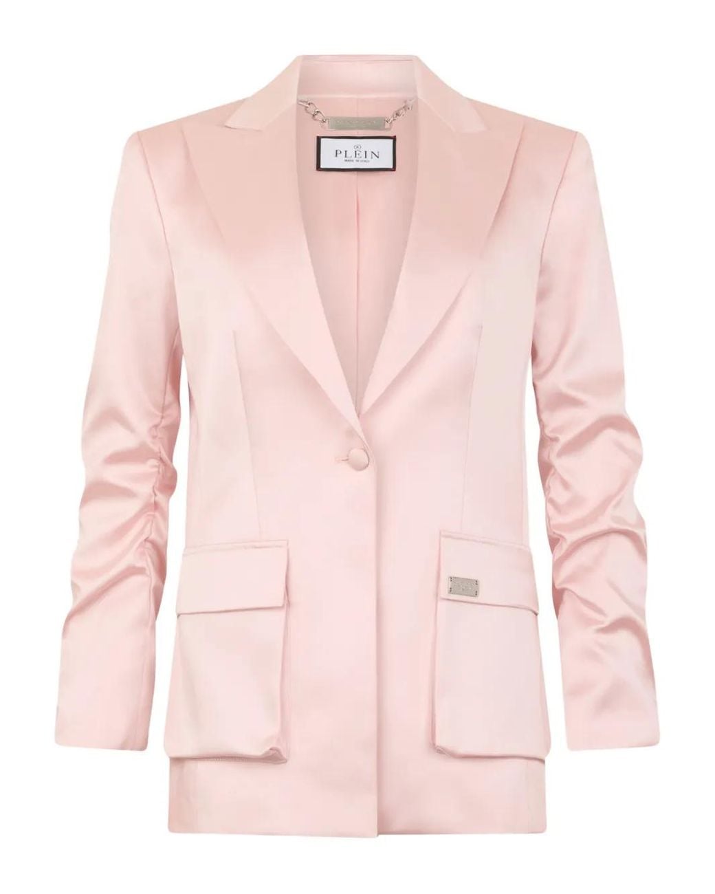 Philipp Plein Pink Satin Flap-Pockets Blazer