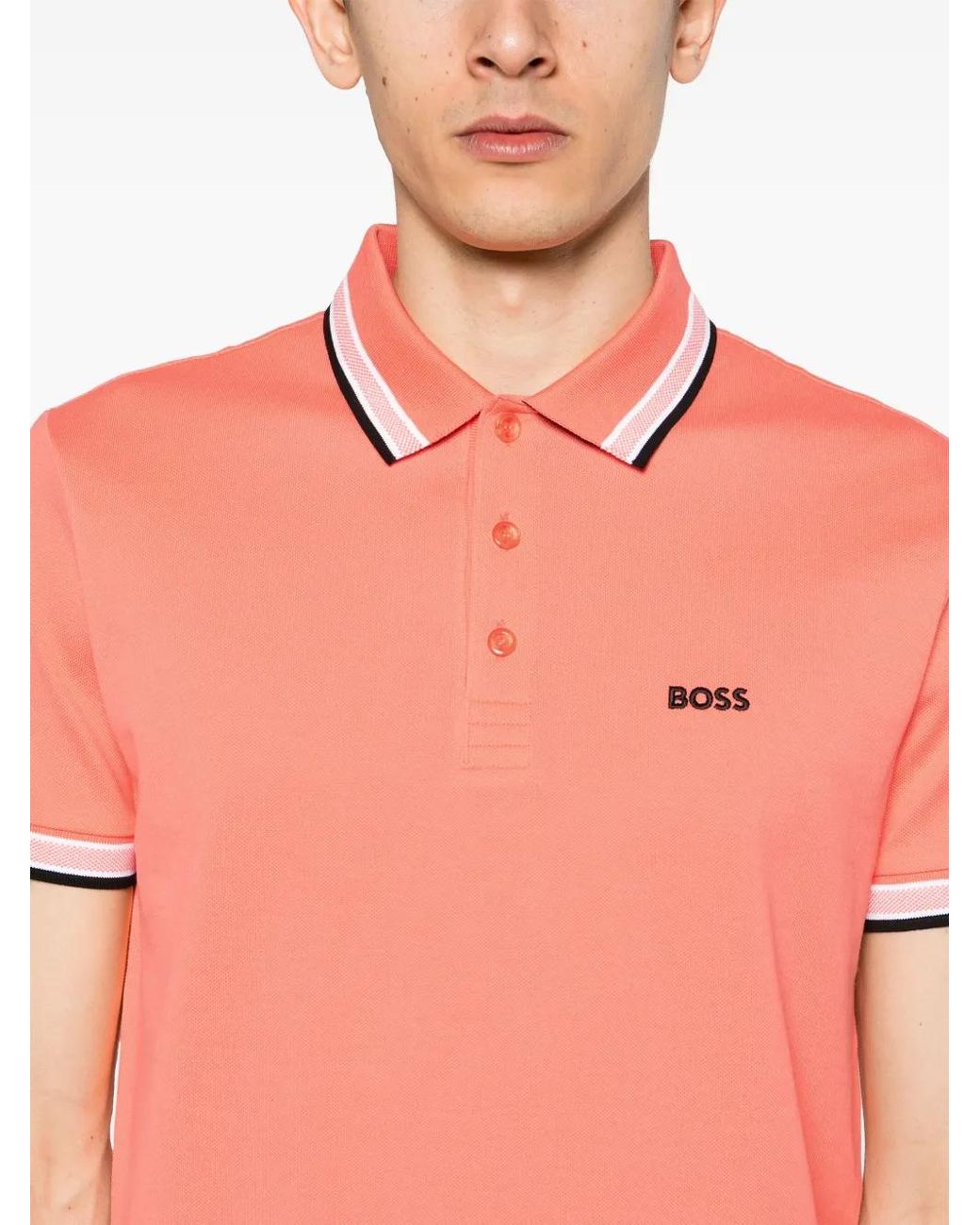 Boss Orange Logo-Embroidered Piqué Polo Shirt for men