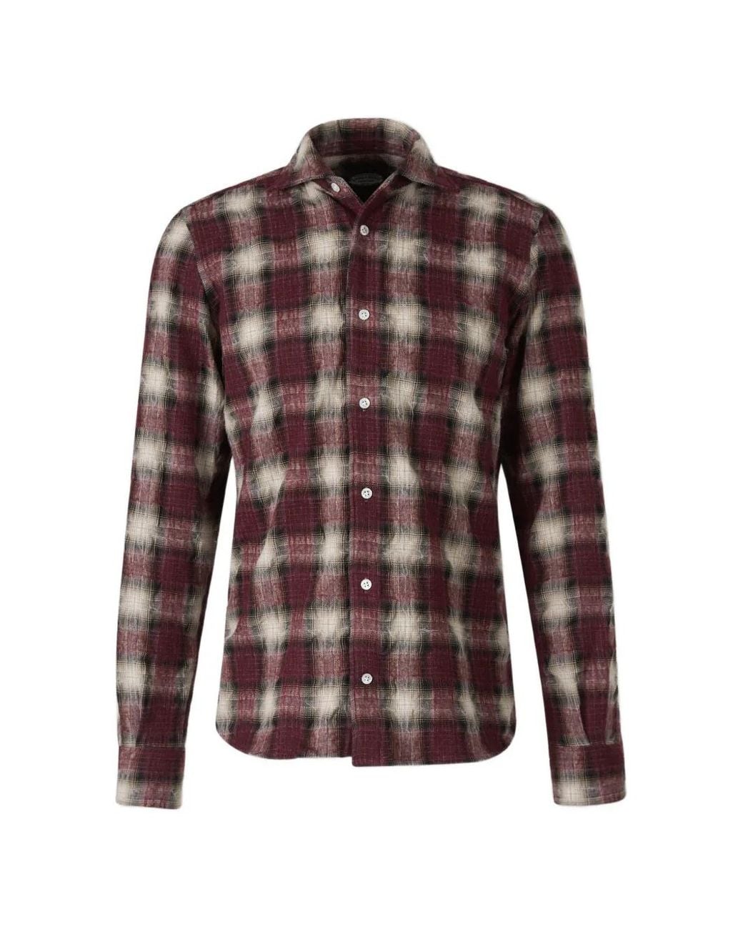 Vincenzo Di Ruggiero Brown Plaid-Check Distressed-Finish Shirt for men