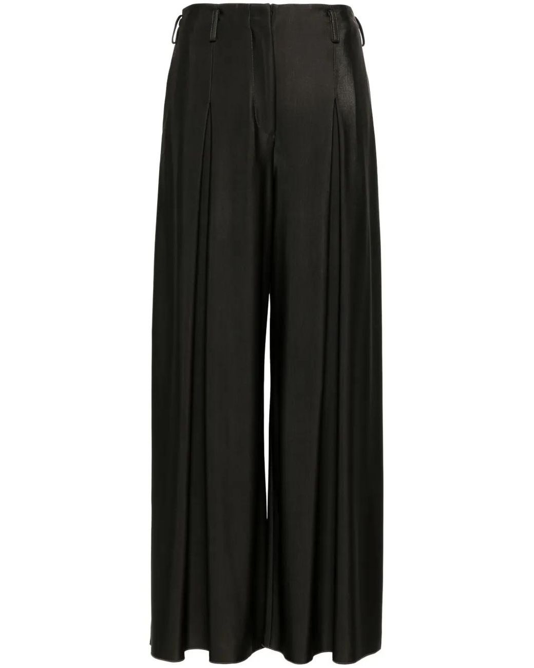 Giorgio Armani Black Pleated Wide Trousers