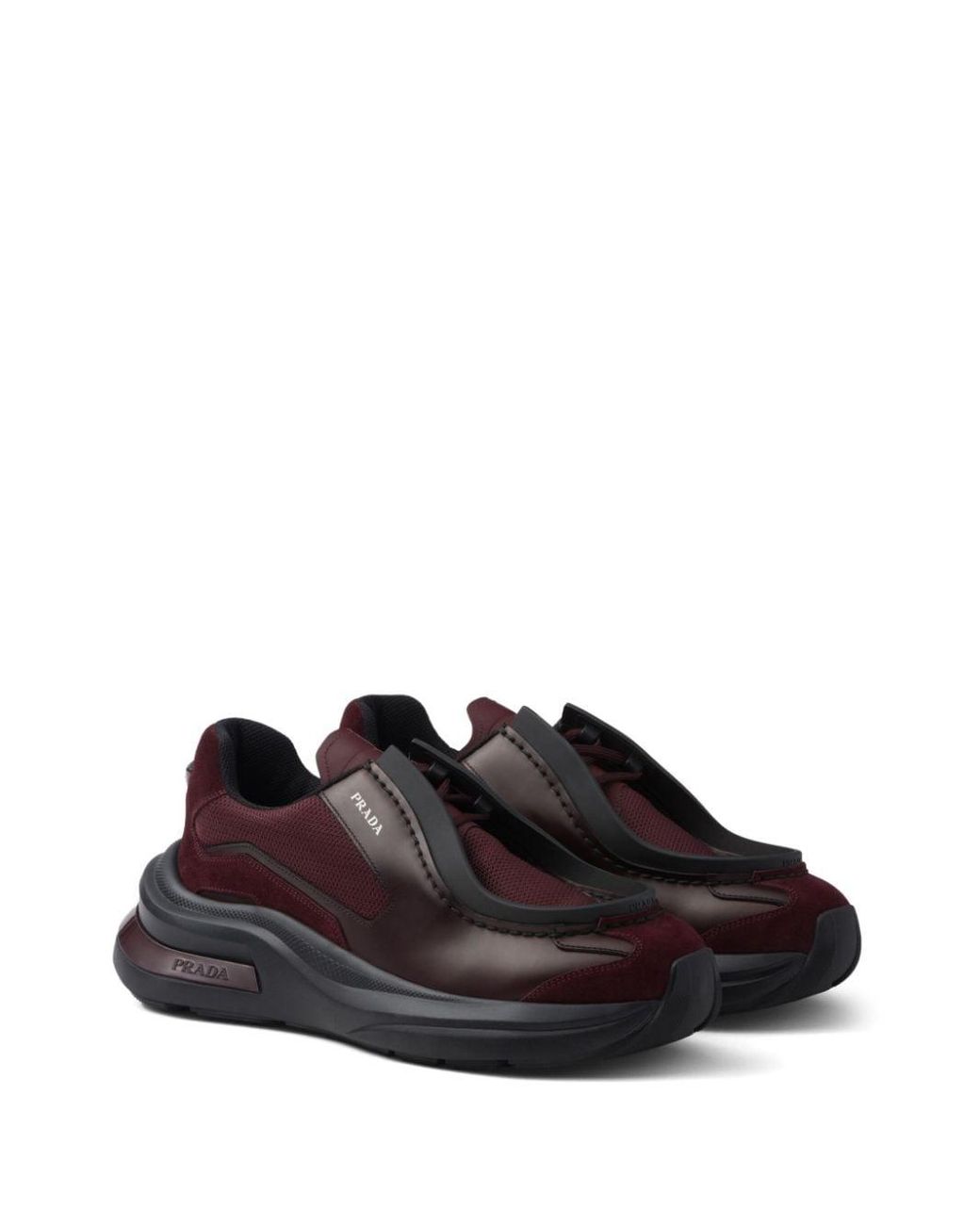 Prada Logo-Print Leather Sneakers in Black for Men | Lyst display picture 2