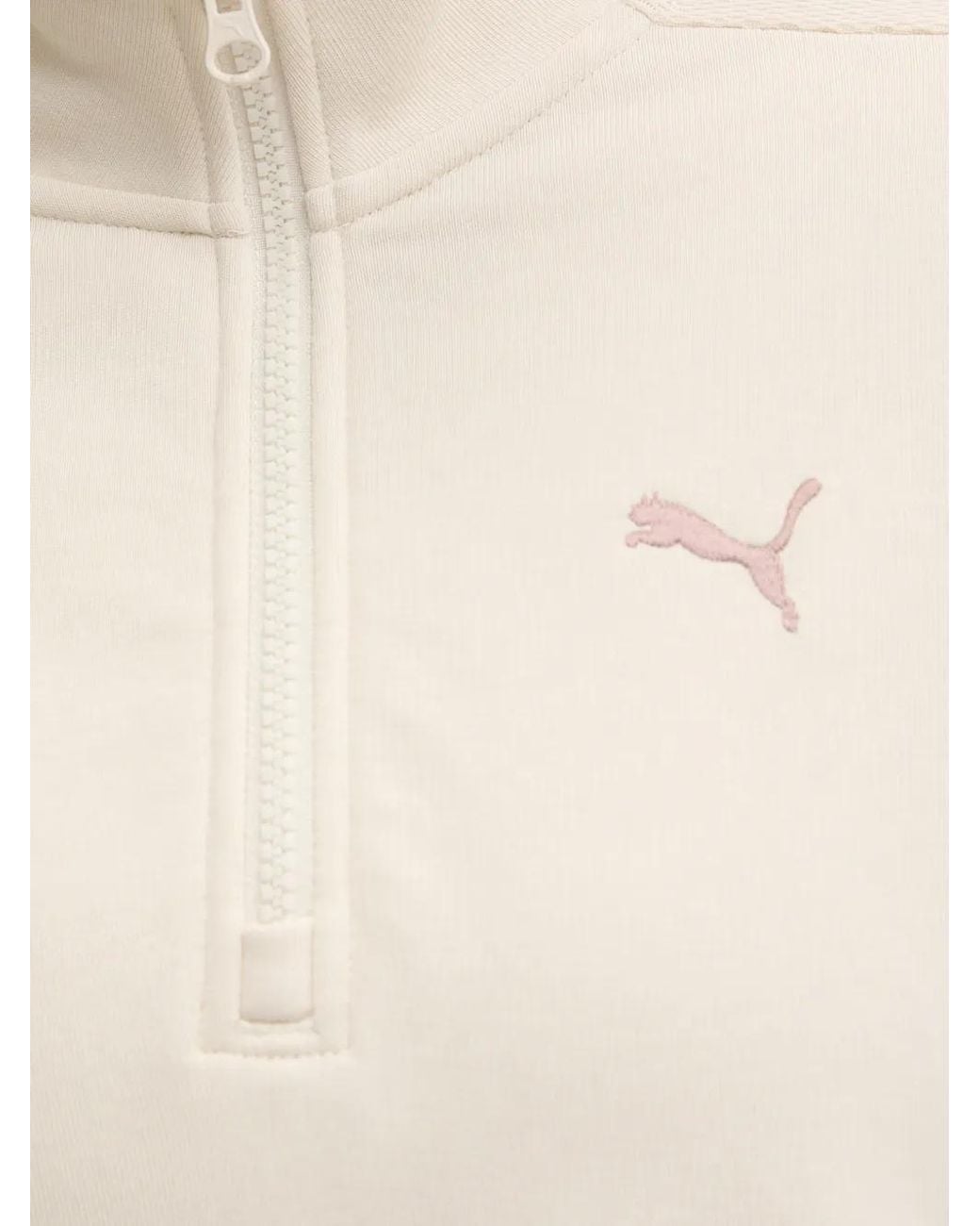 PUMA White Sweat À Col Zippé Et Logo Brodé Class