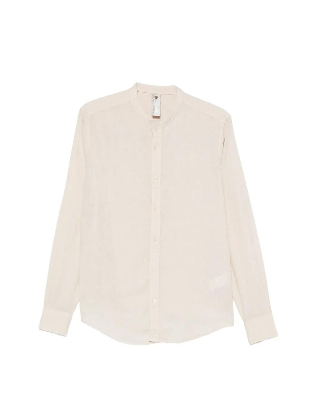 Imperial White Mandarin-Collar Long-Sleeve Shirt for men