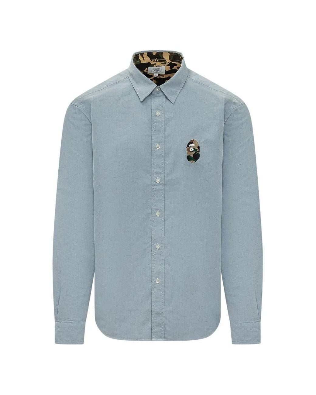 A Bathing Ape Blue 1St Camo Logo-Patch Shirt for men