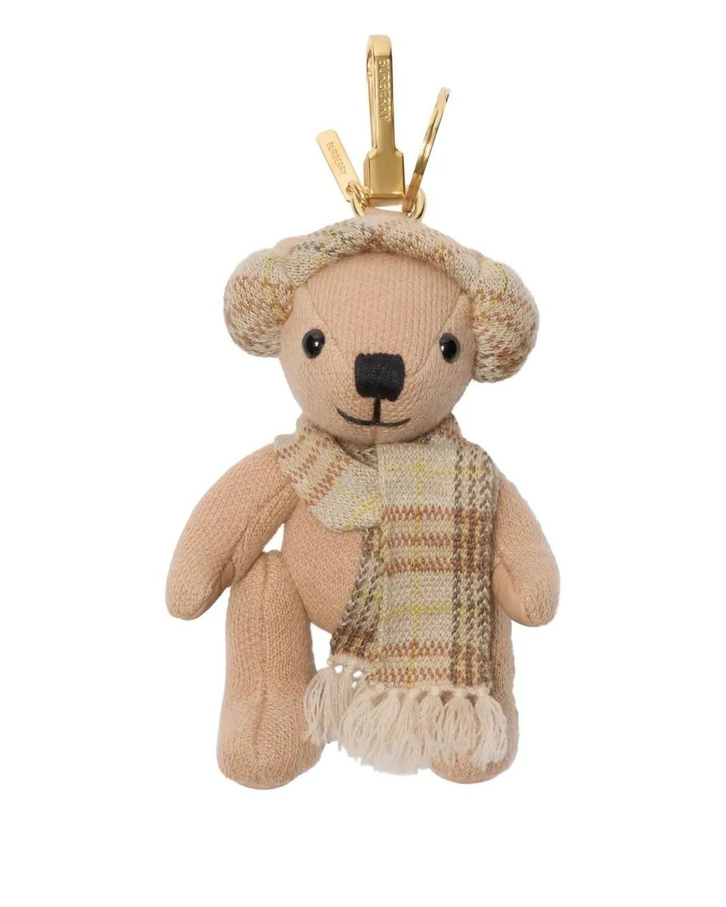 Burberry Natural Thomas Bear Checked-Scarf Bag Charm