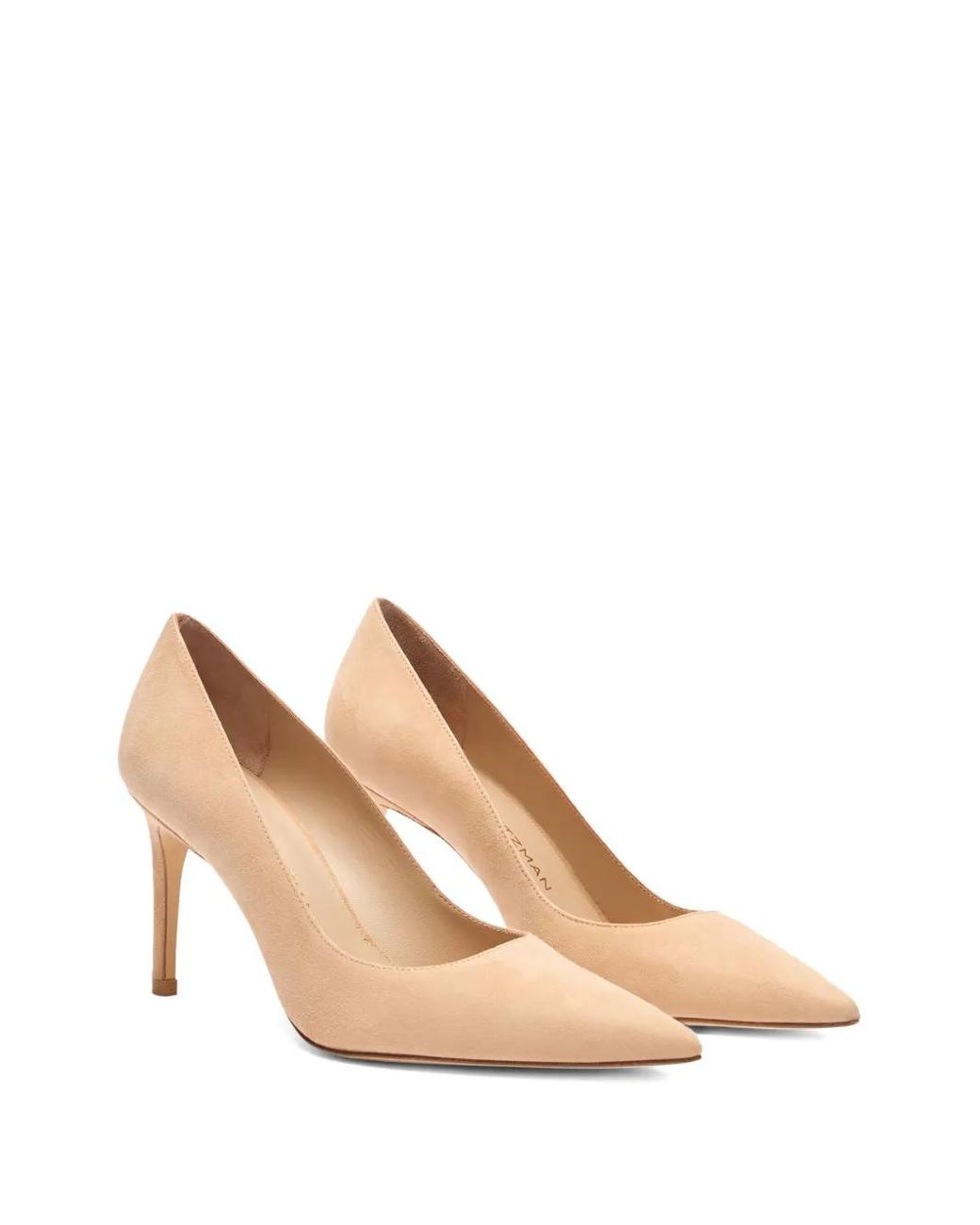 Stuart Weitzman Natural 85Mm Stuart Power Pointed-Toe Suede Pumps