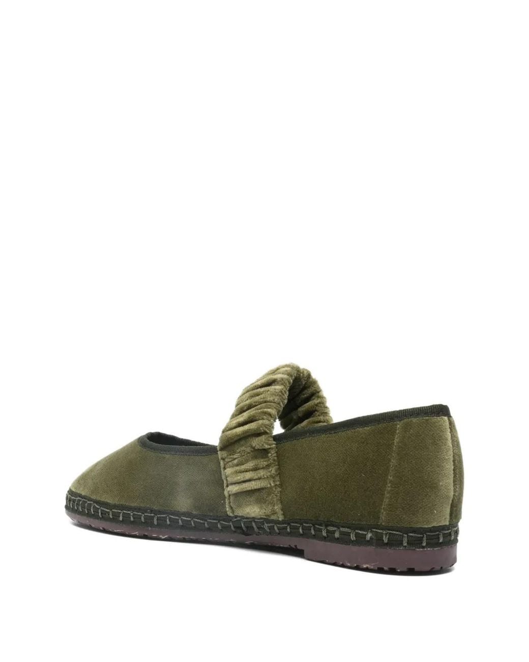 Flabelus Green Mafalda Ruched-Strap Ballet Flats
