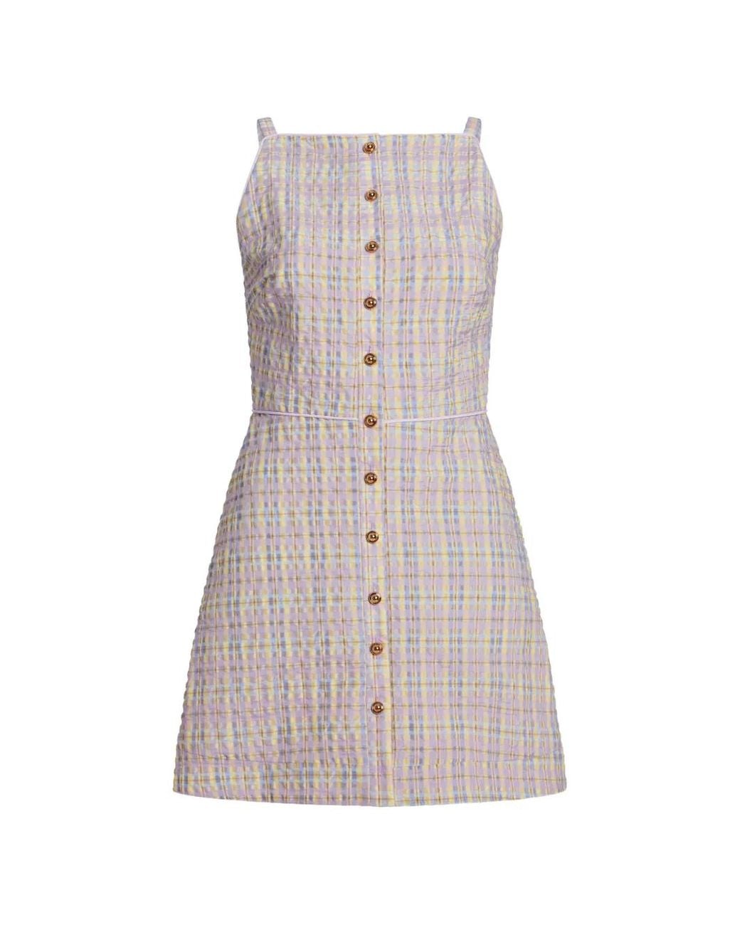 Markarian Gray Skye Plaid Seersucker Mini Dress