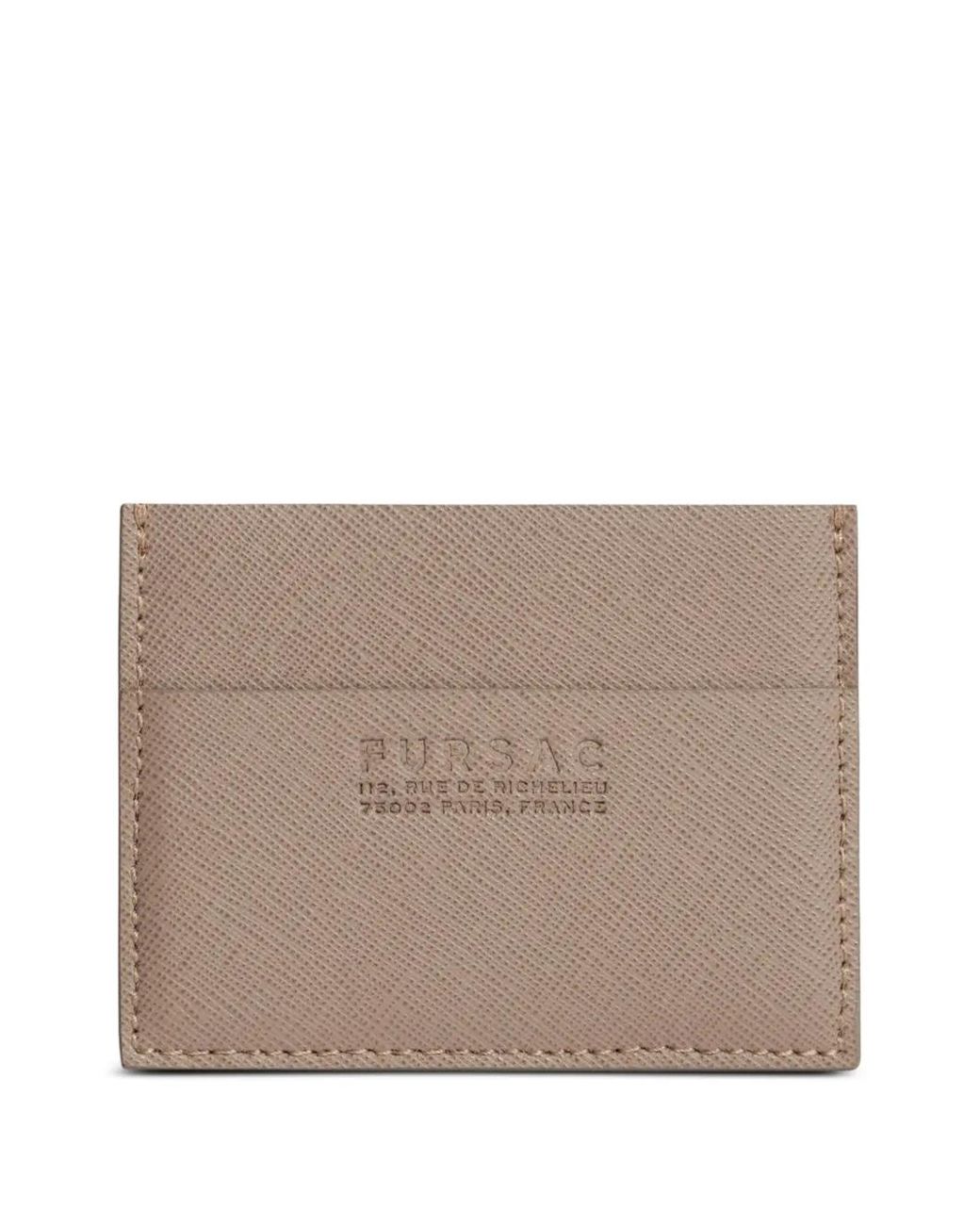 Fursac Brown Logo-Embossed Card Holder for men