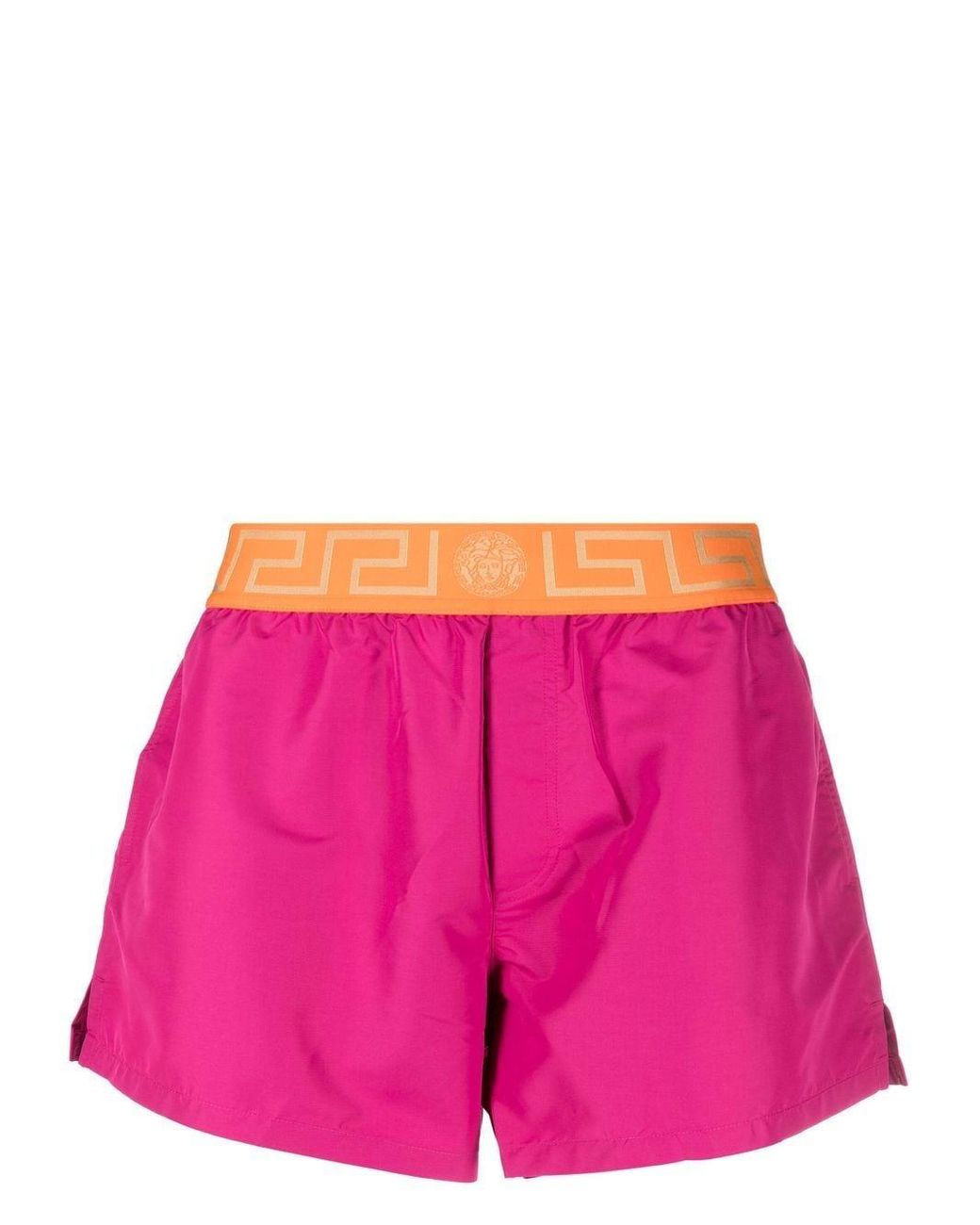 Versace Logo-waist Slip-on Swim Shorts in Purple for Men | Lyst